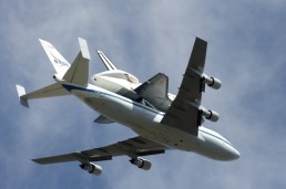 View from slightly behind the Shuttle