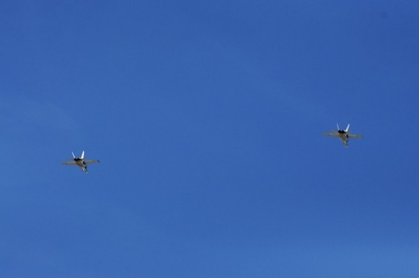 Escort jets following the Shuttle