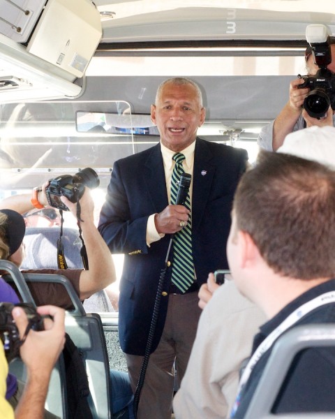 The head honcho, NASA Administrator and astronaut, Charlie Bolden came to talk to us on our bus The head honcho, NASA Administrator and astronaut, Charlie Bolden came to talk to us on our bus