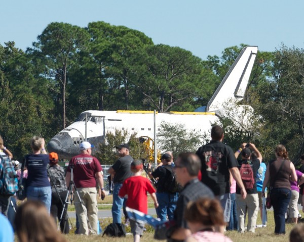 What our first view of Atlantis was like on the second day as it was being driving into Exploration Park What our first view of Atlantis was like on the second day as it was being driving into Exploration Park