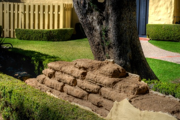 Some exposed adobe from the San Fernando Mission