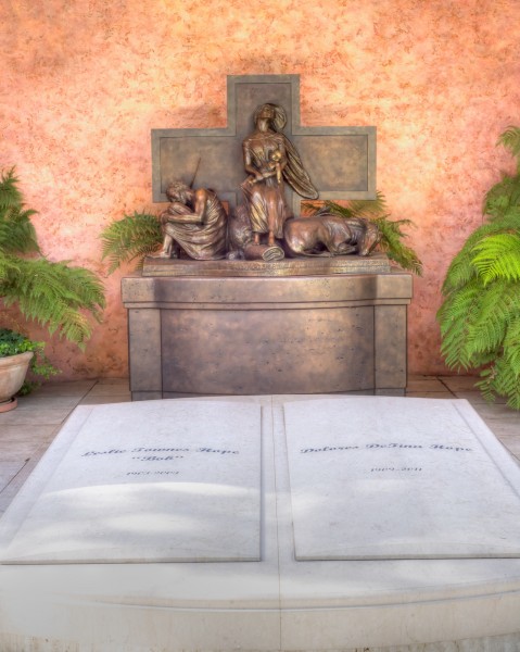 Bob and Dolores Hope are interred at the rear of the Mission.