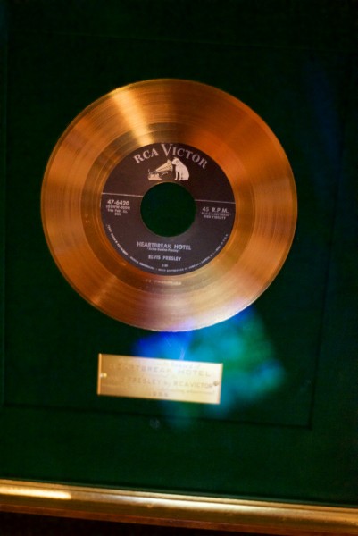 One of the many gold or platinum records on display at Graceland
